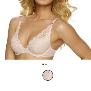 Lace Plunge Bra with Light Padding in Nude Blush